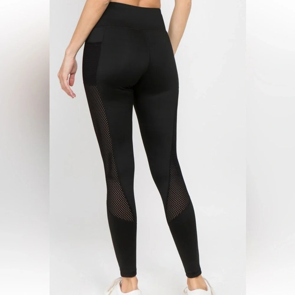 Yelete Active Jersey Mesh Pocket Legging Black size S - Picture 2 of 9